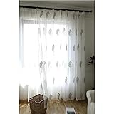 Ayoiow Vorhang Schlafzimmer Modern, Vorhang Weiss Transparent 132X214CM Ür Maximale Verdunkelungsvorhang In Wohnräumen Schlafzimmern Büros Gestickte Blätter