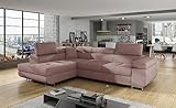 Froschkönig24 Anton I Ecksofa 275 x 202 cm Altrosa (Velour), Ausführung:Links