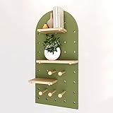 HAZARA Wandregal Regalbrett Schweberegale Schwimmendes Wandregal, Massivholz-höhlenbrett Mit Laminat Und Haken Für Badezimmer, Schlafzimmer, Küche, Ecke, Büro, Wc-Organizer, 40 X 80 cm(Color:Grün)