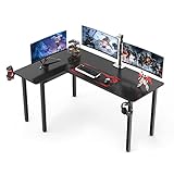 Dripex Gaming Tisch L Form Eckschreibtisch, Ergonomic Schreibtisch L-förmiger Computertisch mit Kabelmanagement für Büro und Zuhause 155x110x77.5CM Schwarz