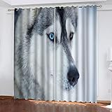 Schlafzimmer Gardinen Und Vorhänge Modern Verdunkelungsvorhang Tierischer Wolfsdruck 140X160Cm 2Er Set Vorhang Blickdicht Vorhänge Wohnzimmer Kinderzimmer Mädchen Junge Fenster Gardinen