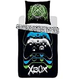 Xbox Bettwäsche 135x200 cm 80x80 Kissenbezug [Baumwolle] Gaming E-Sport Gamer Bettwäsche-Set Konsole Teenager Jugendliche Öko Tex Standard