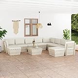ZEYUAN 11-TLG. Garten-Sofagarnitur aus Paletten mit Kissen Fichtenholz, Gartensofa, Loungemöbel, Balkonmöbel, Outdoor Sofa, Balkon Sofa, Balkon Lounge, Sitzecke Balkon