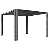 Outdoor Living Pavillon mit Dach Poly Rattan 300x300x200 cm Grau und Anthrazit