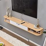 Wandhängender TV-Schrank, schwimmende Unterhaltungseinheit aus ökologischem Massivholzbrett, umweltfreundliches wandmontiertes TV-Regal für Wohnzimmer, Schlafzimmer/B / 120 cm/140 cm C/C