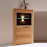 Lomadox Vitrine Links inkl. LED-Beleuchtung Fronten Kernbuche massiv, B/H/T: ca. 60/127/40 cm
