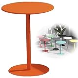 Beistelltisch for den Innen- und Außenbereich, Metall-Eisen-Beistelltisch for Wohnzimmer, Esszimmer, Schlafzimmer, Kneipe, Bar, Stabiler Basis-Bistrotisch, mehr Farbe (Color : Orange, Size : 60x72cm