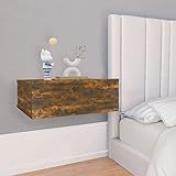 BULANED Hängender Nachttisch, Nachtschrank, Nachtkästchen, Bedside Table, Nachtkommode, Nightstand, Nachttischschrank, Nachtkonsole, Räuchereiche 40x30x15 cm Holzwerkstoff