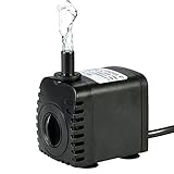 Decdeal1 Mini Wasserpumpe 600L/H 8W Tauchpumpe Aquariumpumpe Unterwasser Wasserspielpumpe mit 2 Düsen für Brunnen Aquarium Teich Garten EU Stecker