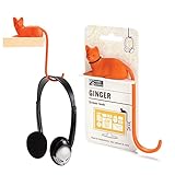 Monkey Business Ginger The Cat Tail Hook für Computer-Bildschirm, Schreibtisch Kopfhörer Aufhänger, passt Jede Enge Räume, hängen Schlüssel, Zubehör in Reichweite (Orange)