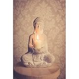 Stein Buddha Figur Deko Weiß 30cm Thai Skulptur Teelicht betende Garten Steinfigur Teelichthalter Statue Zen Buddhafigur