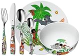 WMF Disney Dschungelbuch Kinder Geschirrset 6-teilig, Kindergeschirr mit Kinderbesteck Edelstahl, ab 3 Jahre, Cromargan poliert, spülmaschinengeeignet