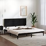 Chusui Massivholzbett, Familienbett, Betten, Bettgestell, Bed Frame, Bettstell, Bettboden, Bettrahmen,Schwarz 180x200 cm 6FT Super King