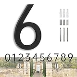 YLYOUNI Hausnummer Edelstahl Schwarz 18,30cm, Schwebender Aussehen, Hausnummernschild Groß mit 3D Effekt für Bürotüren, Briefkästen, Wohnungstore, Schließfächer, Garagen(Ziffer 6)
