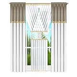 Flying Curtains Einzigartiges Gardine Vorhang Set | Deko Gardinen-Set für Wohnzimmer Schlafzimmer | Fenster-Gardinen mit Vorhängen | Scheibengardinen | Modern Home Dekoration L478C 250cm Cappucino