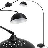 KESSER® Bogenlampe mit standfestem Marmorfuß höhenverstellbar 146-220cm weiß - Fußschalter - Stehlampe Stehleuchte Bogenleuchte Bogenstandleuchte Standleuchte Lounge RETRO Design Schwarz