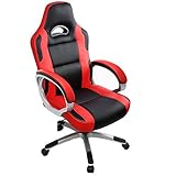 IWMH Bürostuhl,Gaming Stuhl, ergonomischer Drehstuhl, Computerstuhl Arbeitsstuhl Schreibtischstuhl, Höhenverstellung und Wippfunktion,Rot