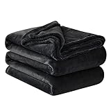 Aisbo Kuscheldecke Flauschig Fleecedecke Couch - XXL Decke Schwarz 220x240 cm Große Couchdecke, Kuschlig Wohndecke Weich als Sofaüberwurf Decke Sofadecke