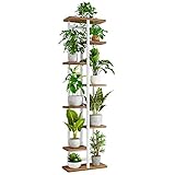 QLFJ-FurDec 8 Tier Pflanzentreppe Halter Indoor, Holz und Metall Stehendes Blumenständer Regale, 8 Tier 9 Topf Multi Blumentopf Topfhalter für Balkon Garten Fensterbank Ecke (8 Tier 9 Töpfe, Weiß)