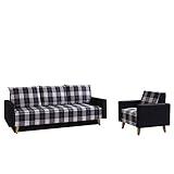 Polstergarnitur Memone II Sofa mit Bettkasten und Schlaffunktion Sessel Einzelsessel Modernes Bettsofa Couch Polstermöbel (Gomez 12 + Lobox 05)