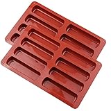DYOUen 2 Stück Müsliriegel Backform Silikonform 8 Mulden Antihaft Form Rechteckige Energieriegel Silikon Backform für Schokolade Brotbrot Muffin Brownie Käsekuchen (Ochsenblutrot)