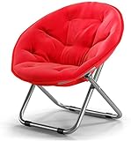 Großer Oxford-Untertassenstuhl, Klappstuhl mit Metallrahmen, weicher Mondstuhl, Freizeitstuhl (rot, 52 x 51 x 76 cm (20 x 20 x 30 Zoll))