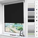 Magiea Verdunkelungsrollo Klemmfix ohne Bohren, Schwarz 65x170cm