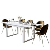 Newfurn Esstisch ausziehbar 160-200 cm inkl. Tischplatte Weiß Weiß Esszimmertisch Modern Skandinavisch - 160x75x90 cm (BxHxT) - Tisch Küchentisch Speisetisch - Esszimmer Wohnzimmer