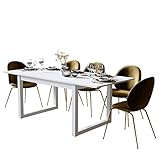 Newfurn Esstisch ausziehbar 160-200 cm inkl. Tischplatte Weiß Weiß Esszimmertisch Modern Skandinavisch - 160x75x90 cm (BxHxT) - Tisch Küchentisch Speisetisch - Esszimmer Wohnzimmer