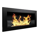 Decorspace Bioethanol-Kamin Einbaukamin aus schwarzem Stahl 2,5 kW Moderne Einrichtung 90 cm mit Glas