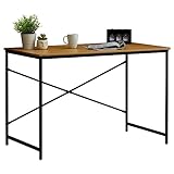 CARO-Möbel Schreibtisch IZEDA im Industrial Stil aus Metall in schwarz und MDF Wildeiche, Tisch im minimalistischen Vintage Look