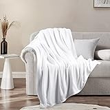 RUIKASI Kuscheldecke flauschig Decke Sofa - warm Decke Fleece Weiß für Couch, XXL Wohndecke 220x240 cm weich riesig als Sofaüberwurf Decke Couchdecke