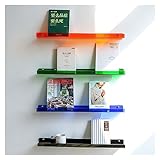 4-stufige Acrylregale, 60/90 cm langes schwebendes Wand-Bücherregal, 5 mm dicke Badezimmer-Aufbewahrungsregale, Display-Organizer for Dekoration und Aufbewahrung ( Color : Multicolor , Size : 90x10x4c