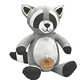 Premium Spieluhr - Willi der Waschbär mit 'Bella Ciao' Melodie - ideale Einschlafhilfe für Babys - nachhaltige Babyspieluhr aus Leinen - geniales Geschenk zur Geburt, Taufe oder Babyparty