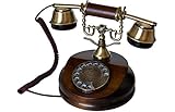 Opis 1921 Cable - Modell A - Retro Telefon/Altes Telefon mit Wählscheibe/Festnetztelefon Retro/Antike Deko/Telefon Retro/Telefon Antik/Drehscheiben Telefon aus Holz mit Metallklingel