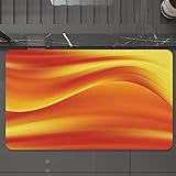 Badematte rutschfest waschbar Badvorleger,Gebranntes Orange, Digitale Wellen mit verschiedenen Tönen in Bewegung Glatte heiße L,weich Mikrofaser saugstark Badteppich für Badezimmer Badewanne, 40x60 cm