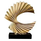 Tauzveok Modern Abstrakte Skulptur Schwarzer Sockel, Gold Feng Shui Statue Spiral from Harz 28 cm high Represents Good Luck of Career and Wealth