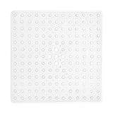 Lifewit rutschfeste Duschmatte, Quadratische schimmelfrei Badematte mit Saugnäpfen und Abflusslöchern für Badezimmer, Duschwanne, Badewanne, maschinenwaschbar, 53 x 53cm, Transparent