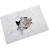 DAMEGA Badvorleger mit Katzenmotiv Einfacher Badvorleger mit superabsorbierendem Wasserplüschgeflecht Moderne minimalistische Badvorleger