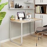 Möbeltisch Computertisch Weiß und Eiche 110x60x73cm Größe Engineered Wood