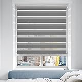 Doppelrollo Klemmfix ohne Bohren/mit Bohren, Duo Rollos für Fenster & Tür Grau 45x150 (BxH) Lichtdurchlässig & Verdunkelnd Klemmrollo Fensterrollo Sonnenschutz Duo Rollo