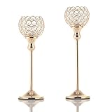 VINCIGANT Kerzenhalter Gold Kristall Kerzenständer EIN Moderner Kerzenhalter Geeignet für Hochzeit Stischdekoration Und Muttertagsgeschenke, 2er Set 30cm&35cm Höhe