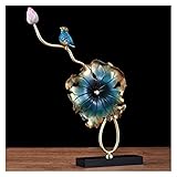 ELroAl Skulptur Handwerk Statuen Dekor Farbe Kupfer Lotus Ornament Statue Lotusblatt Wohnzimmer TV Schrank Dekoration New Home Business Geschenk