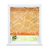 ESLIR Raffrollo ohne Bohren Raffgardine Transparent mit Ösen Voile Gardinen mit Haken Ösenrollo Modern Vorhänge Orange BxH 80x130cm 1 Stück