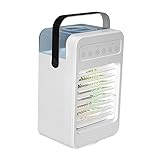 Baoblaze Tragbare Klimaanlage, USB-betriebener persönlicher Luftkühler, 600 ml Verdunstungsluftkühlung, 7 Lichtfarben, 2–6 Stunden Timing-Lüfter für Zelt,