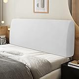 Jaotto Bettkopfteil Hussen Strecken Bett Kopfteilbezug Dehnbar Waschbar Verdicken Samtstoff All-Inclusive Staubdicht Bett Kopfteil Überzug für Doppelbett Einzelbett Bett Kopf(180-200cm,Weiß)