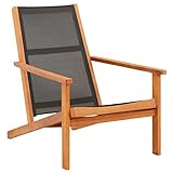 TOYOCC Outdoor-Sitzgelegenheiten, Outdoor-Stühle, Garten-Lounge-Stuhl, Schwarz aus massivem Eukalyptusholz und Textilene