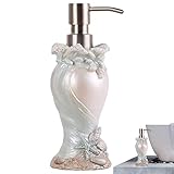 7 oz Badezimmer Seifenspender Glas Seifenspender mit Edelstahl Pumpe, Muscheln Design Vintage und Elegant Nachfüllbare Flüssigseife Schale Seifenspender für Badezimmer Theke