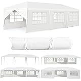 RELAX4LIFE 3x9m Gartenpavillon, Partyzelt Faltbar & Wasserdicht, Gartenzelt mit 8 abnehmbaren Seitenteilen & Fenstern, Faltpavillon mit Eisenstruktur, für Markt Party Hochzeit Festival