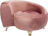 Kare Design Sessel Lofty Snake Rose, Runder Sessel in Schnecken Form, Rosefarbener Sessel mit Füßen in der Farbe Gold, edle Samtoptik, (H/B/T) 63x95x78 cm